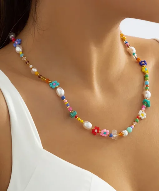 Alternative view of Colorful Flower Neckalce