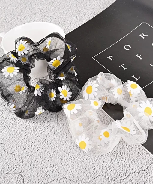 Alternative view of Λευκό Scrunchie με  Λουλούδια