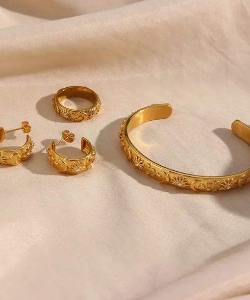 Alternative view of Boho Hoops with Moon and Stars