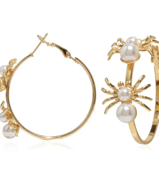 Alternative view of Spidey Pearl Hoop Earrings