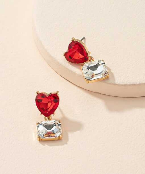 Alternative view of Red Glam Hearts Ear Stud
