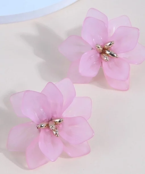 Alternative view of Big Pink Flower Ear Stud