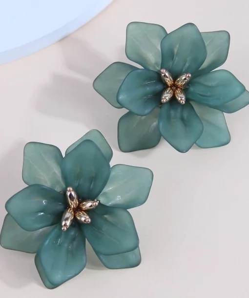 Alternative view of Big Petrol Flower Ear Studs