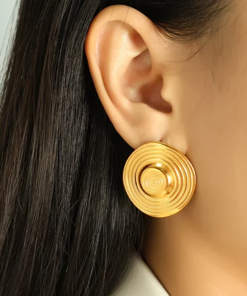 Alternative view of Elegant Vintage Style Round Spiral Ear Studs