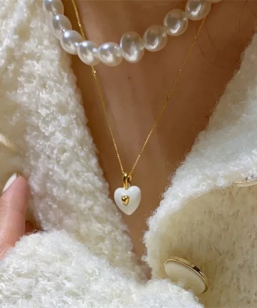 Alternative view of White Heart Necklace