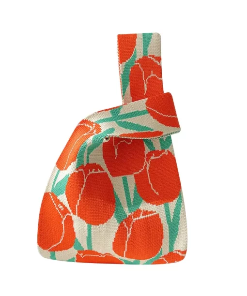 Alternative view of Red Tulips Open Knitted Handbag