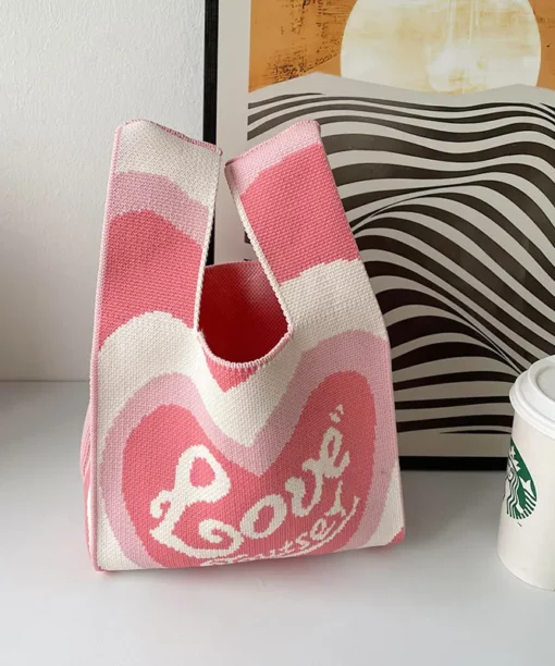 Alternative view of Pink Love Open Knitted Handbag