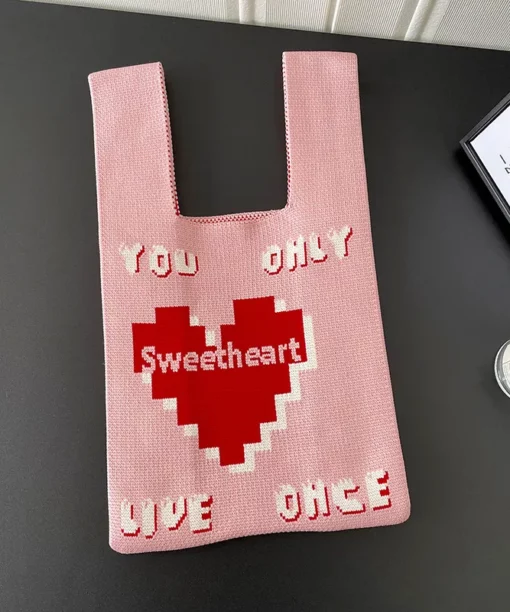 Alternative view of Pink Sweetheart Open Knitted Handbag