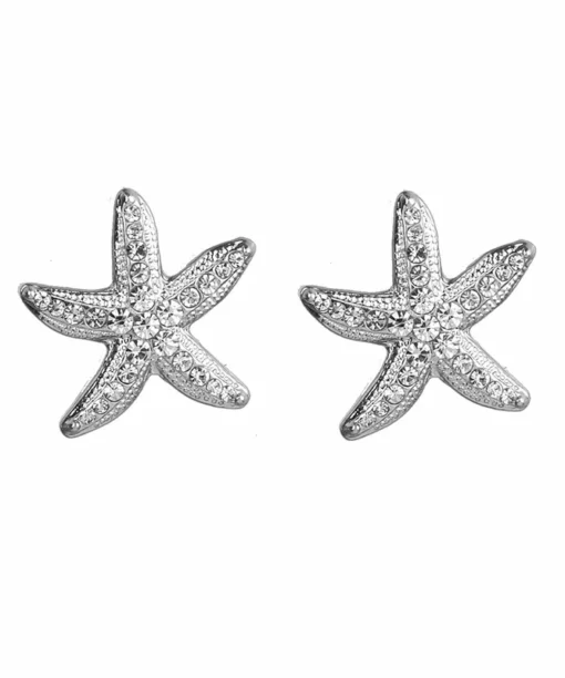 Alternative view of Silver Glam Starfish Ear Studs