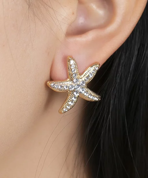 Alternative view of Gold Glam Starfish Ear Studs