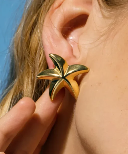 Alternative view of Marine Style Starfish Ear Studs