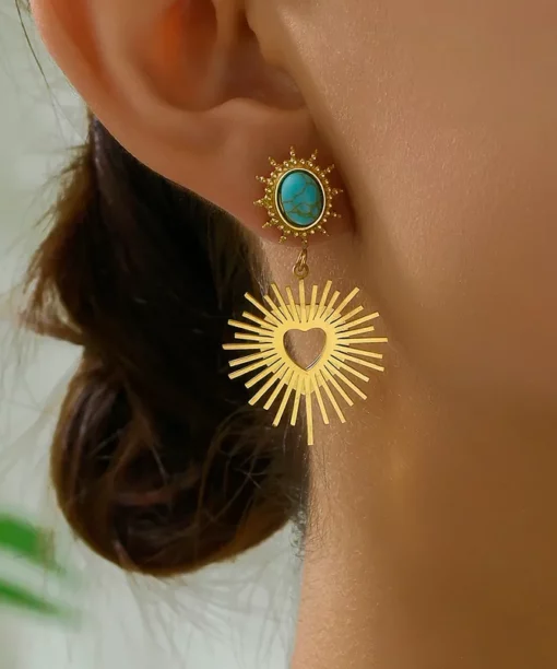 Alternative view of Boho Drop Heart Earrings