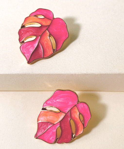 Alternative view of Fuchsia Leaf Ear Studs