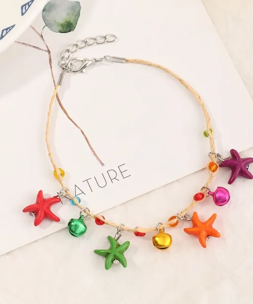 Alternative view of Colorful Starfish Anklet