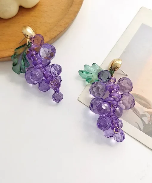 Alternative view of Purple Grappes Drop Earrings