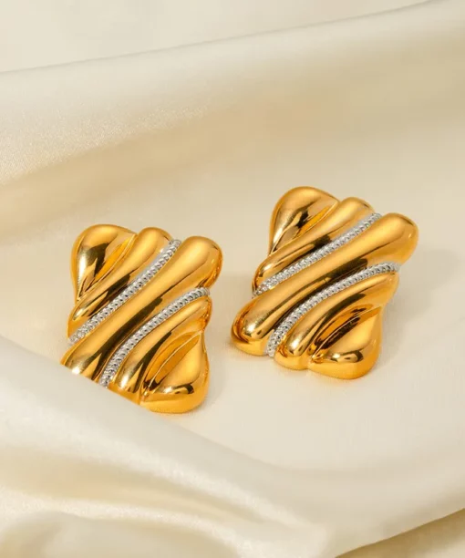 Alternative view of Mix Metals Gold Geometrical Earrings