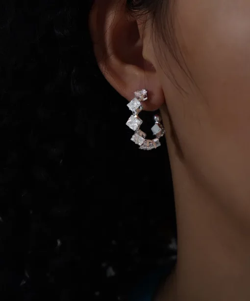 Alternative view of Shiny Silver Hoops