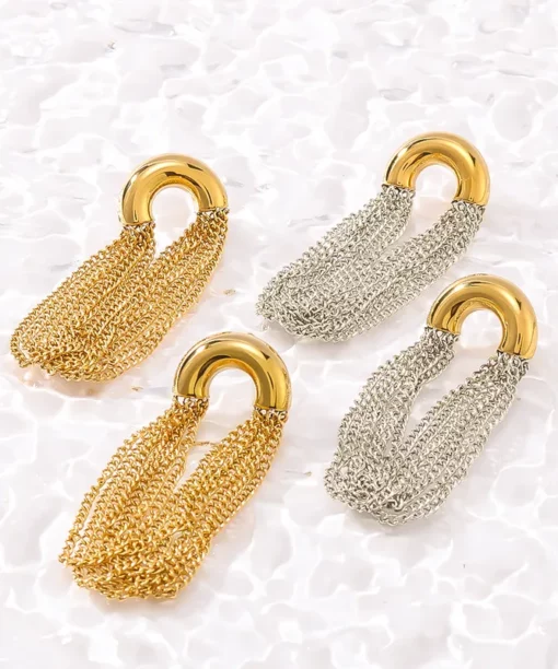 Alternative view of Mix Metal Silver Gold Drop Earrings