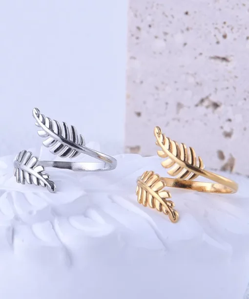 Alternative view of Golden Leaf Open Ring