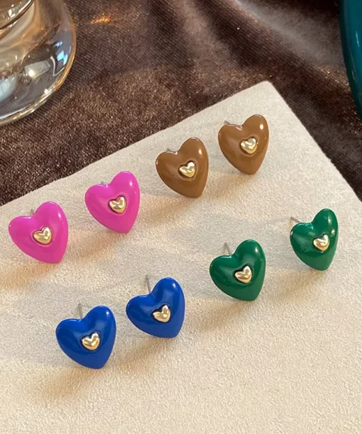 Alternative view of Green Heart Ear Studs
