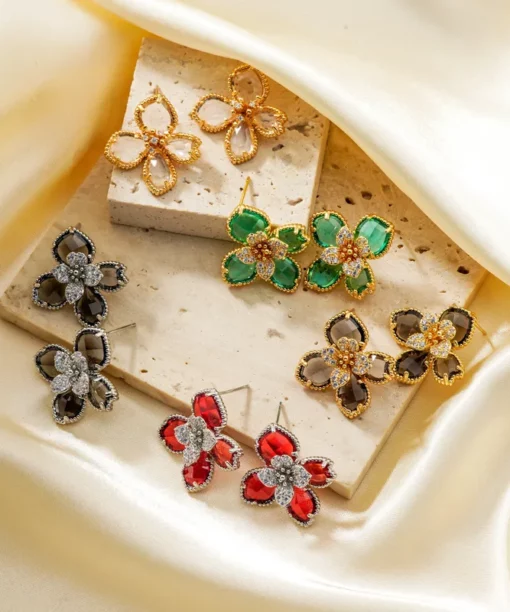 Alternative view of Chic Green Bloom Ear Studs