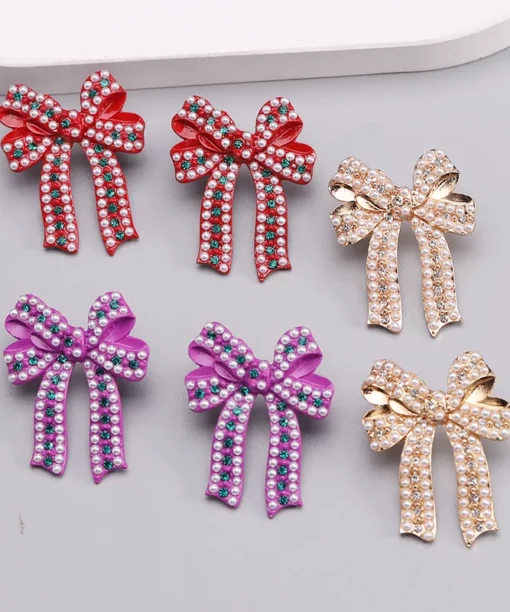 Alternative view of Gold Christmas Bow Earrings