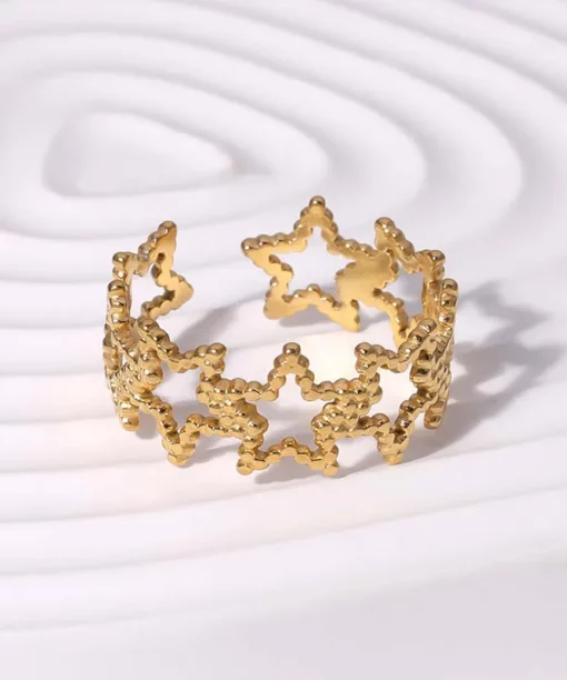 Alternative view of Gold Open Star Ring