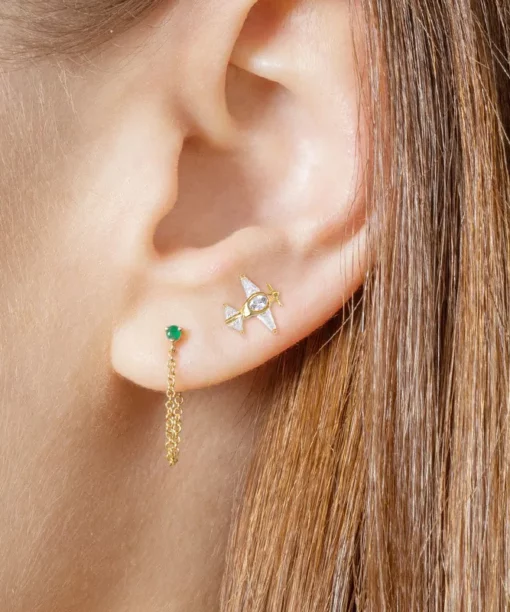 Alternative view of Mini White Airplane Ear Studs