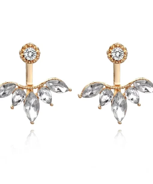 Alternative view of Gold Crystal Leaf  Earrings