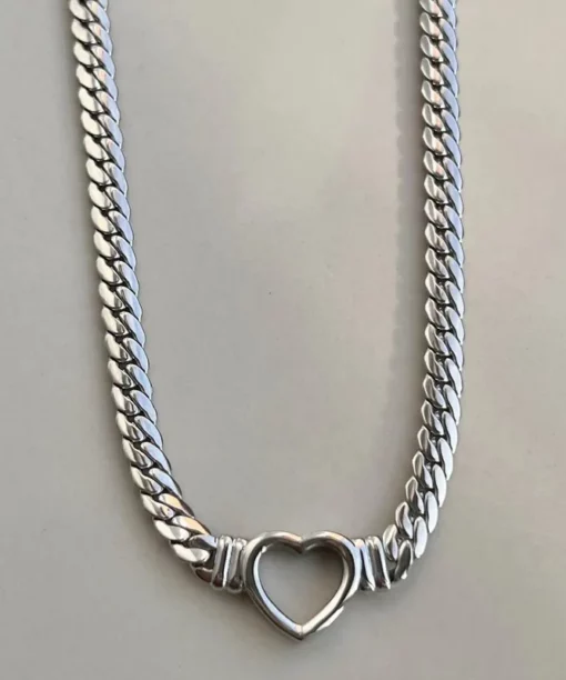 Alternative view of Silver Heart Chain Necklace