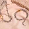 Silver Steel Chain With Gold Detail