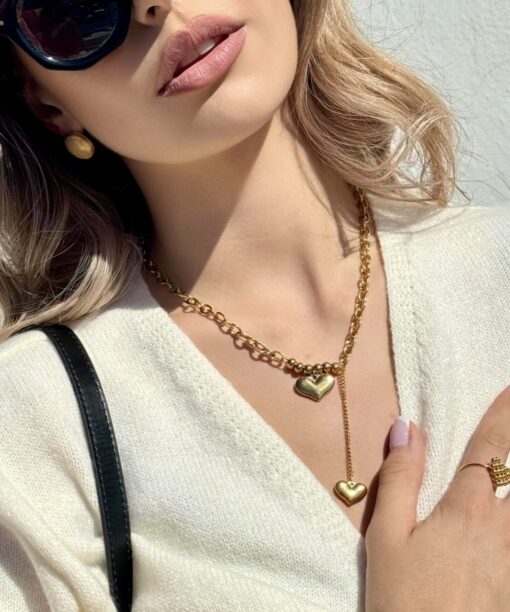Alternative view of Beautiful Double Heart Necklace