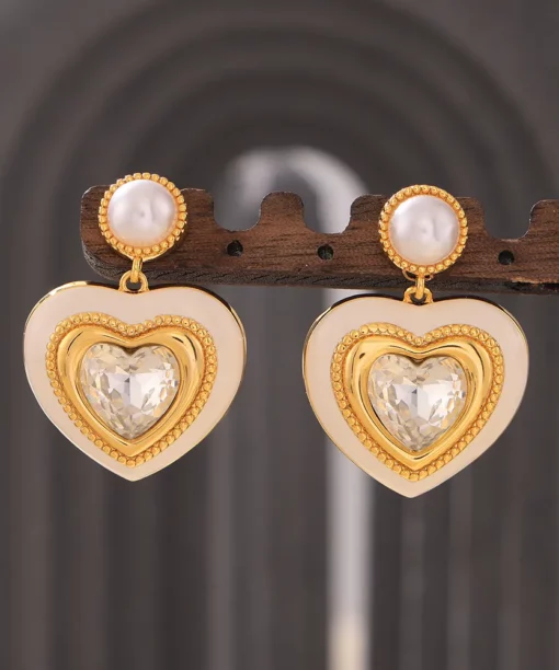 Alternative view of Fabulous White Heart Drop Earrings