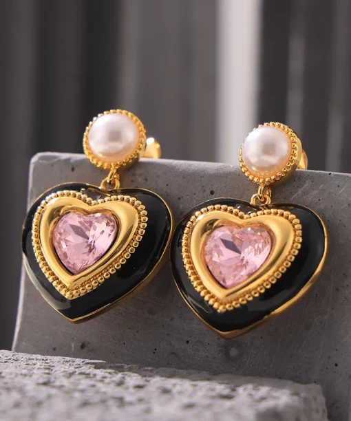 Alternative view of Fabulous Black Heart Drop Earrings