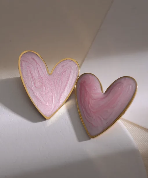 Alternative view of Simple Light Pink Heart Earrings