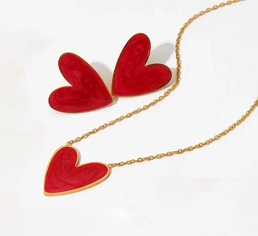 Alternative view of Simple Red Heart  Earrings