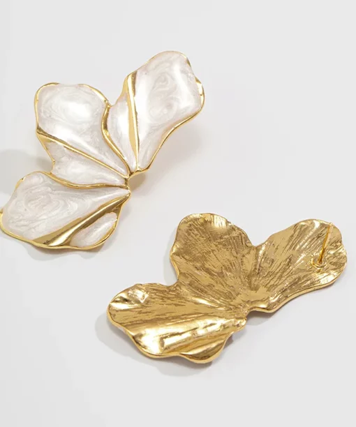 Alternative view of White Half Blossom Ear Studs