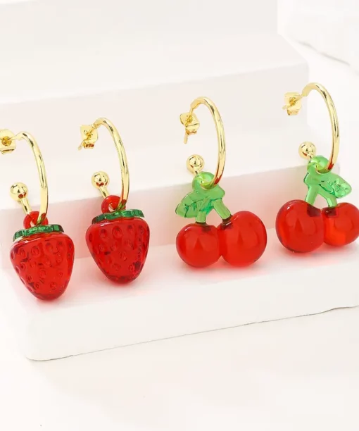 Alternative view of Glass Strawberry Earrings