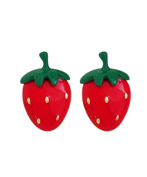 Alternative view of Red Strawberry Ear Studs