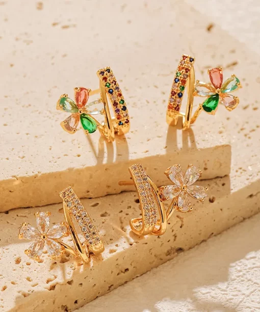 Alternative view of Colorful Flower Ear Studs