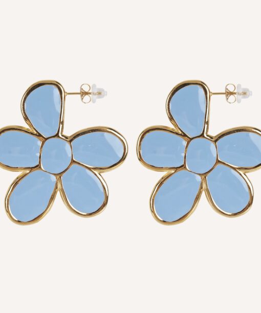 Alternative view of Big Blue Steel Flower Earrings