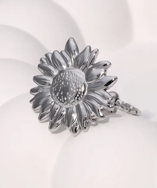 Alternative view of Silver Sunflower Open Ring