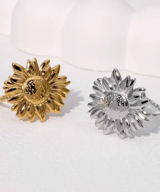 Alternative view of Gold Sunflower Open Ring
