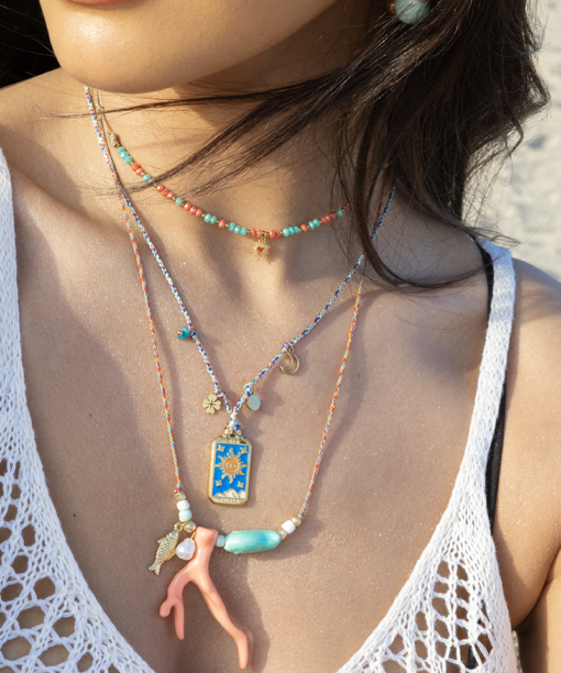 Alternative view of Blue Boho Sun Necklace