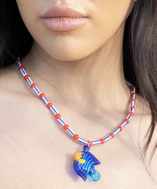 Alternative view of Blue Fish Necklace