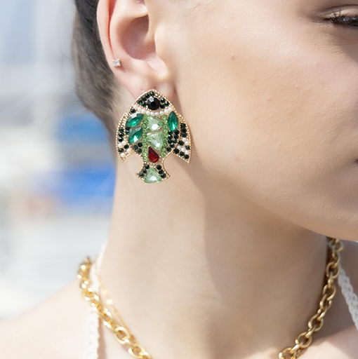 Alternative view of Green Fish Earrings