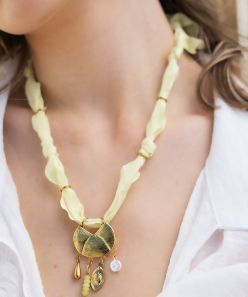Alternative view of Boho Yellow Bandana Necklace
