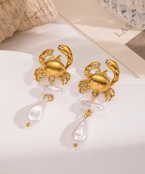 Alternative view of Little Crab Pearl Earrings