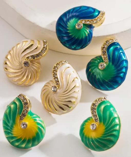 Alternative view of Blue aquatic Shell Earrings