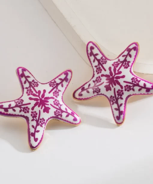 Alternative view of Fuchsia Island Starfish Earrings